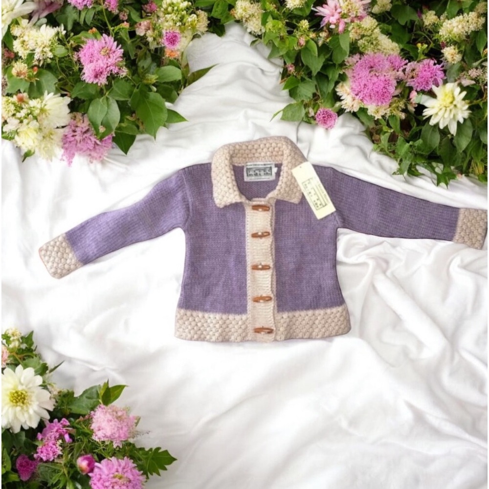 NWT IRISH SWEATER Cardigan Merino Wool Girl’s Size 6 - 7 ARAN SWEATER MARKET